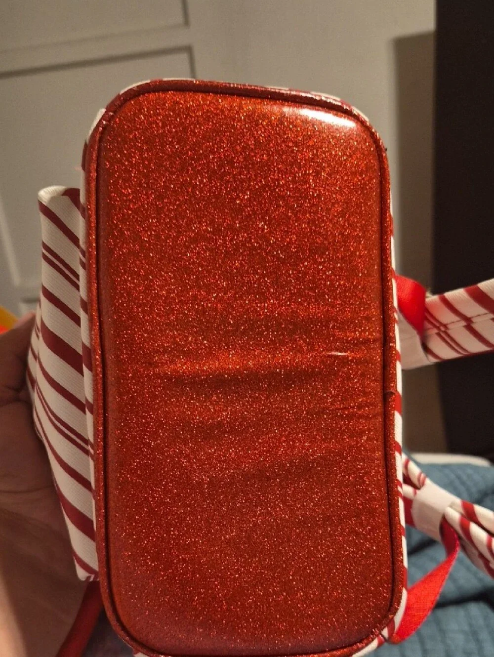 Loungefly Red & White Candy Cane Stripe Mini Backpack with Glitter Ears